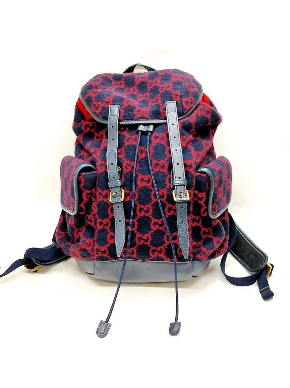 Gucci BackPack Bag Navy Blue Felt 950-042425